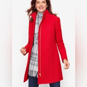 $330 Talbots Plus Albury Italian Wool Red Stadium Coat Jacket 16W NWT